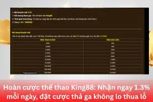 Ảnh đại diện bài viết về khuyến mãi hoàn cược thể thao King88